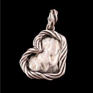 Paz Artisan Isreal Sterling Organic Hammered Twisted Heart Pendant
